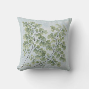 Coussin Fougère à cheveux de Vénus Brume Bleue Aquarelle B