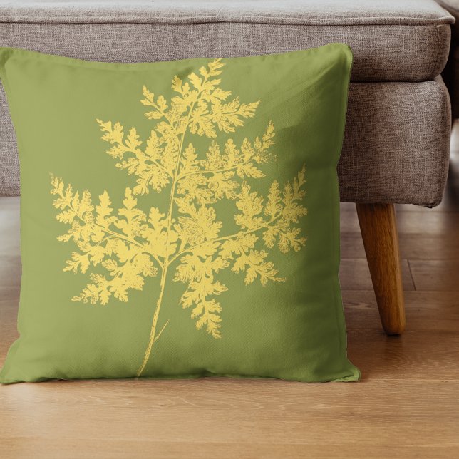 Coussin Fougère dorée botanique moderne (Créateur téléchargé)