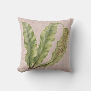 Coussin Fougère langue de cerf blush aquarelle botanique