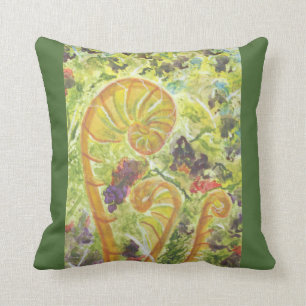 Coussin Fougères abstraites d'aquarelle