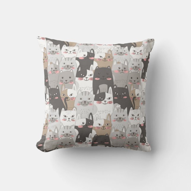 Coussin Foule de chats lunaires (Recto)