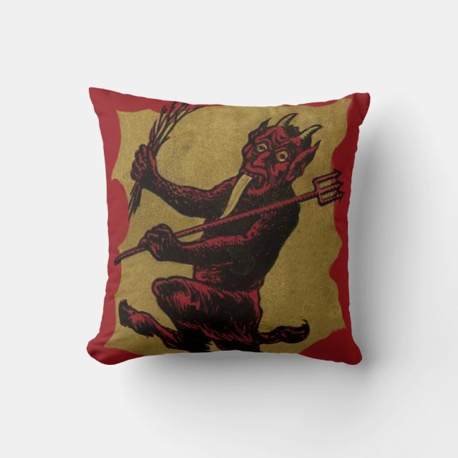 Coussin Fourche de Krampus rouge à langue interchangeable (Recto)