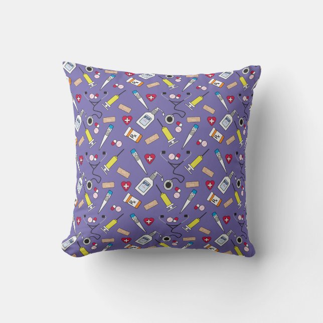 Coussin Fournitures de médecin et d'infirmière mignonnes (Recto)