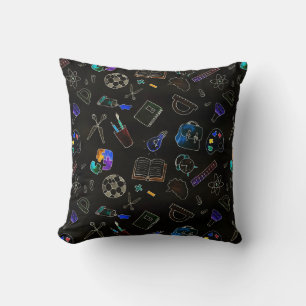 Coussin Fournitures scolaires motifs, école