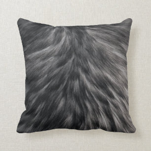 Coussin Fourrure Faux de luxe Imprimé noir Gris Mink Chev