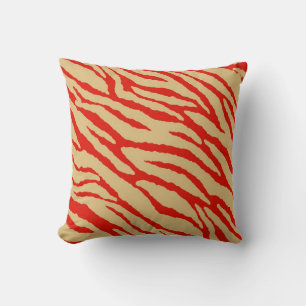 Coussin Fourrure rouge d'impression de zèbre