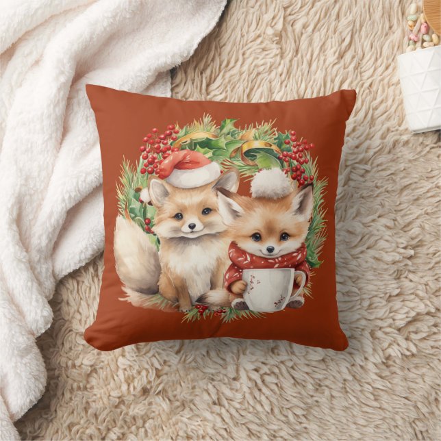 Coussin Fox Couple hiver Wire Noël (Couverture)