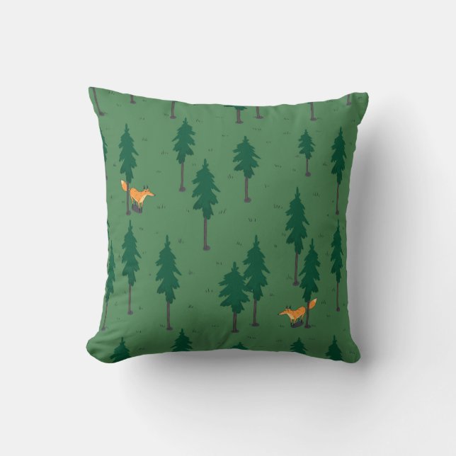 Coussin Fox dans les bois (Recto)