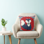 Coussin Fox de bleu marine sur le carreau rouge (Chaise)