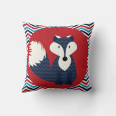 Coussin Fox de bleu marine sur le carreau rouge (Verso)