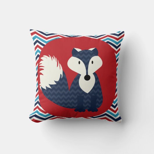 Coussin Fox de bleu marine sur le carreau rouge (Recto)