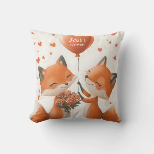 Coussin Fox Love Design avec Initiales personnalisables