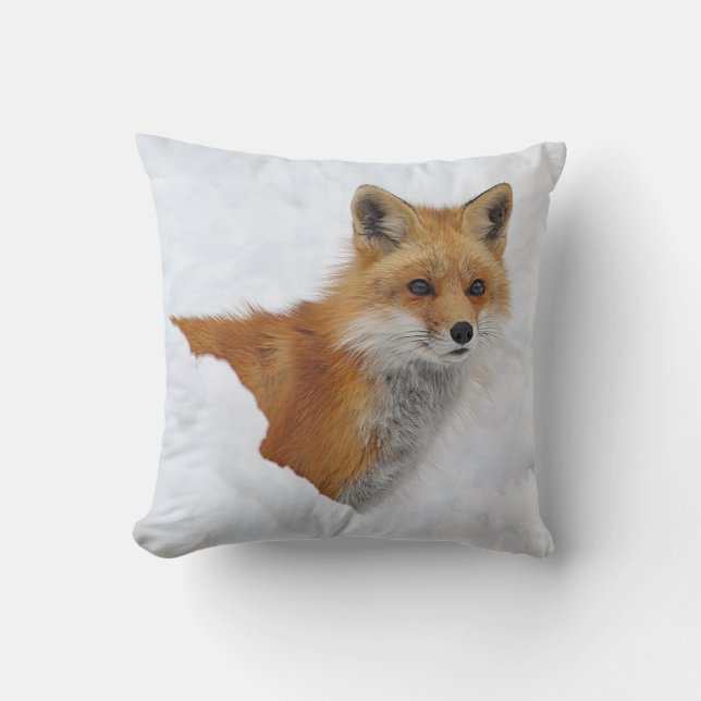 Coussin Fox rouge dans la neige (Recto)
