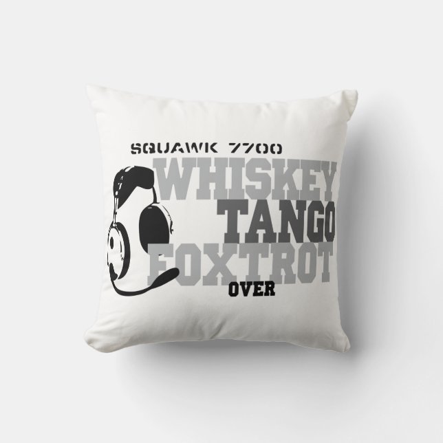 Coussin Fox-trot de tango de whiskey - humour d'aviation (Recto)