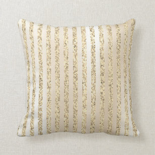 Coussin Foxier Gold Metallic Stripes Lignes Pearly Creamy
