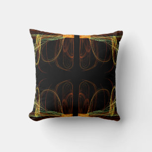 Coussin fractal Abstrait multicolore et noir