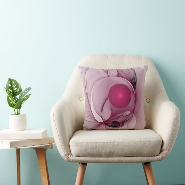Coussin Fractal Balançant, Art Abstrait Moderne Rose Berry (Chaise)