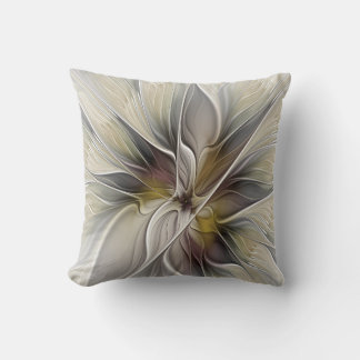 Coussin Fractal floral, fleur de fantaisie aux couleurs de