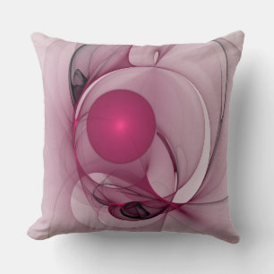 Coussin Fractale Balançant, Art Abstrait Moderne Rose Baie
