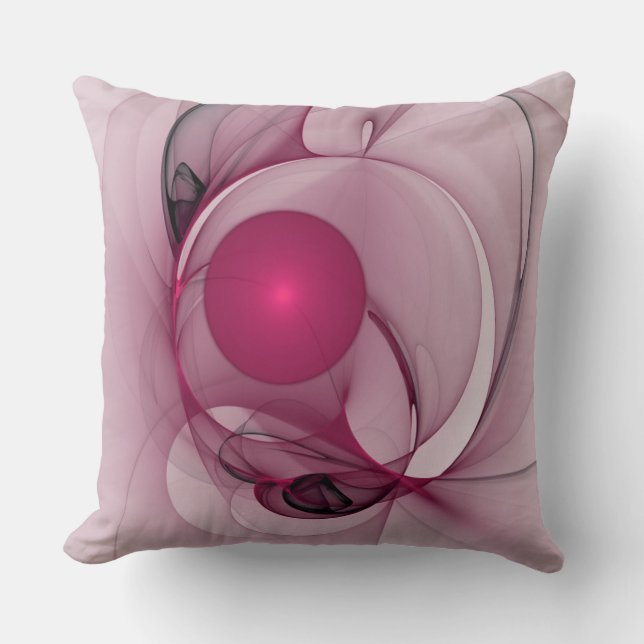 Coussin Fractale Balançant, Art Abstrait Moderne Rose Baie (Recto)