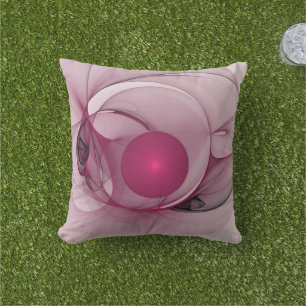 Coussin Fractale Balançant, Art Abstrait Moderne Rose de B