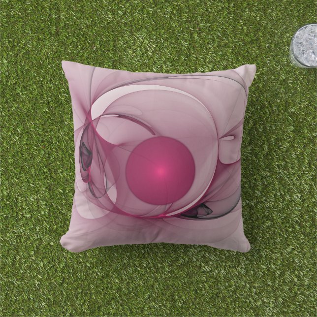 Coussin Fractale Balançant, Art Abstrait Moderne Rose de B (Herbe)