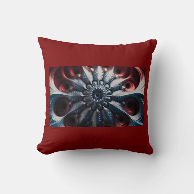 Coussin Fractale Juliabrot rouge et argent (Recto)