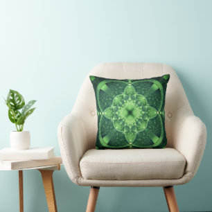 Coussin Fractale verte Fête de la Saint-Patrick Shamrock c