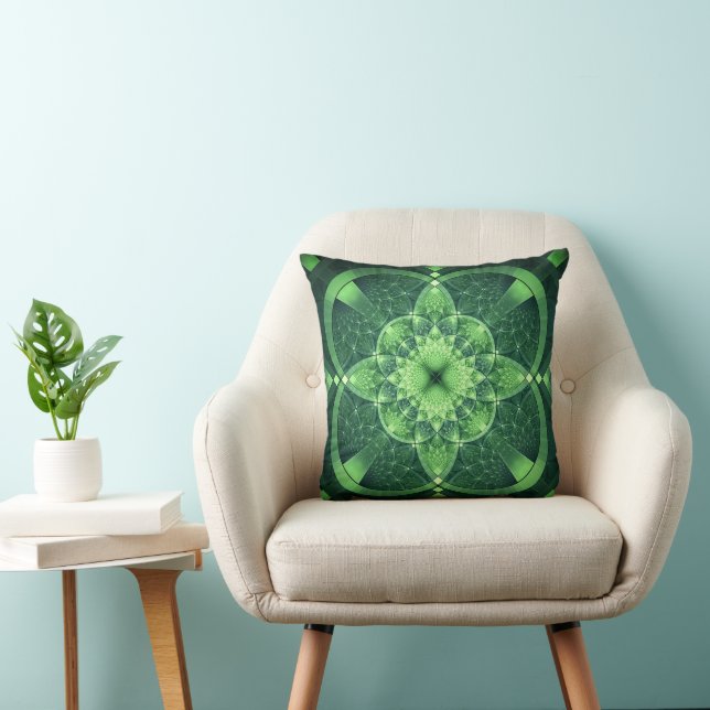 Coussin Fractale verte Fête de la Saint-Patrick Shamrock c (Chaise)