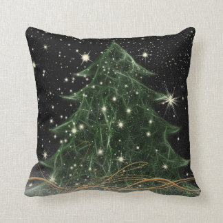 Coussin Fractalius/carreau vert d'arbre et d'étoiles