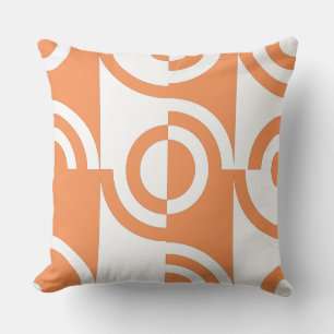 Coussin Fragments circulaires orange et blanc modernes