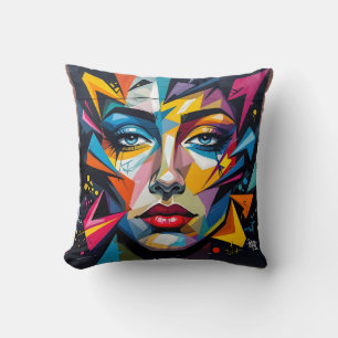 Coussin Fragments d'identité – Jeté de portrait abstrait