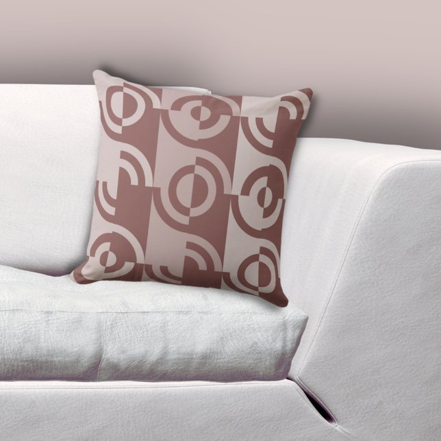 Coussin Fragments géométriques circulaires amusants Brown (Fun Geometric Circular Fragments Brown Throw Pillow, Living Room)