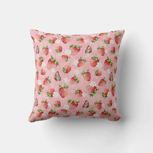 Coussin Fraise avec papillon (Verso)