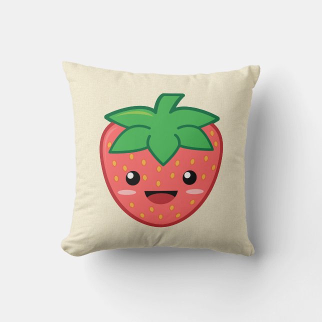 Coussin Fraise de Kawaii (Recto)
