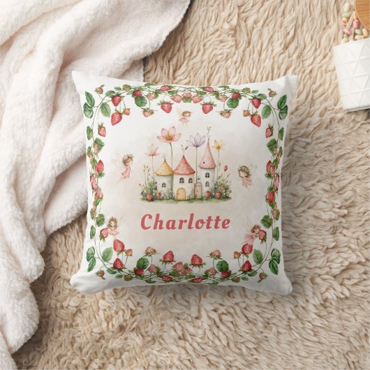 Coussin Fraise enchantée jardin fée anniversaire (Couverture)