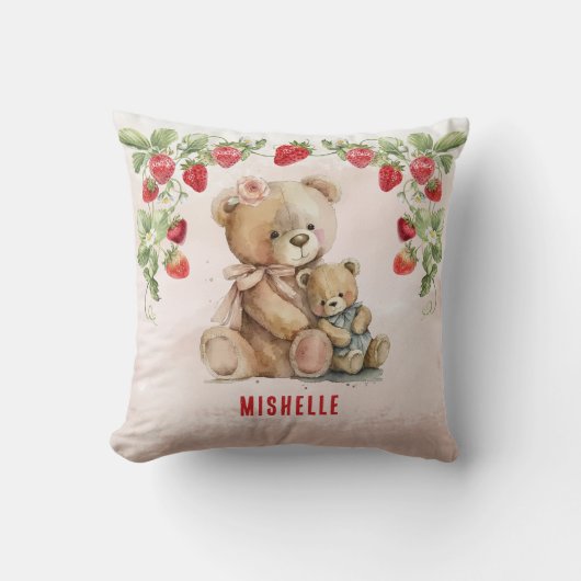 Coussin Fraise et ours (Recto)