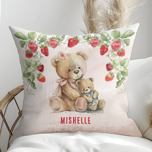 Coussin Fraise et ours