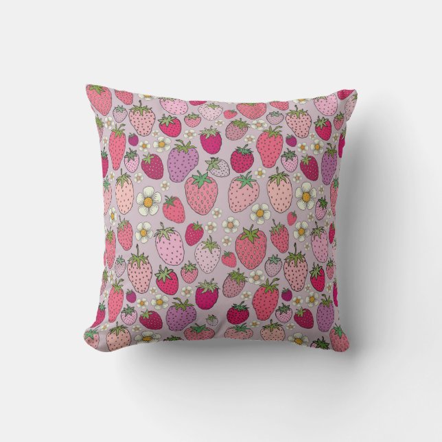 Coussin Fraise Été Motif sans couture (Recto)