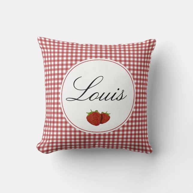 Coussin Fraise mignonne personnalisable (Recto)