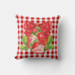 Coussin Fraise rouge à plaid été