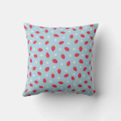 Coussin Fraises d'été (petite échelle) Bleu (Verso)