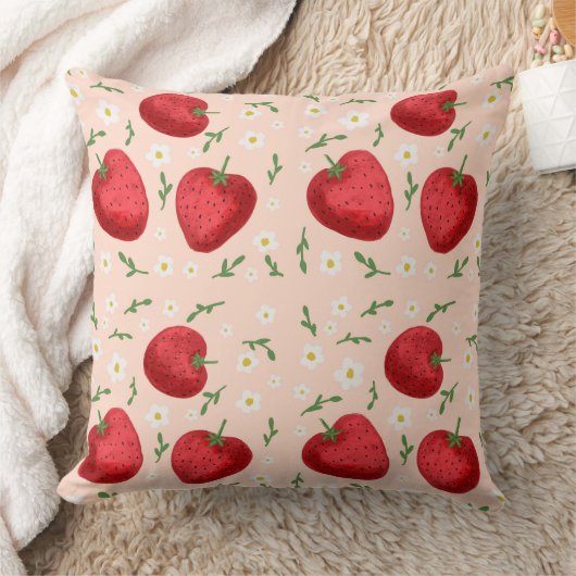 Coussin Fraises et fleurs blanches (Couverture)