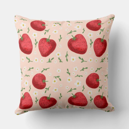 Coussin Fraises et fleurs blanches (Verso)