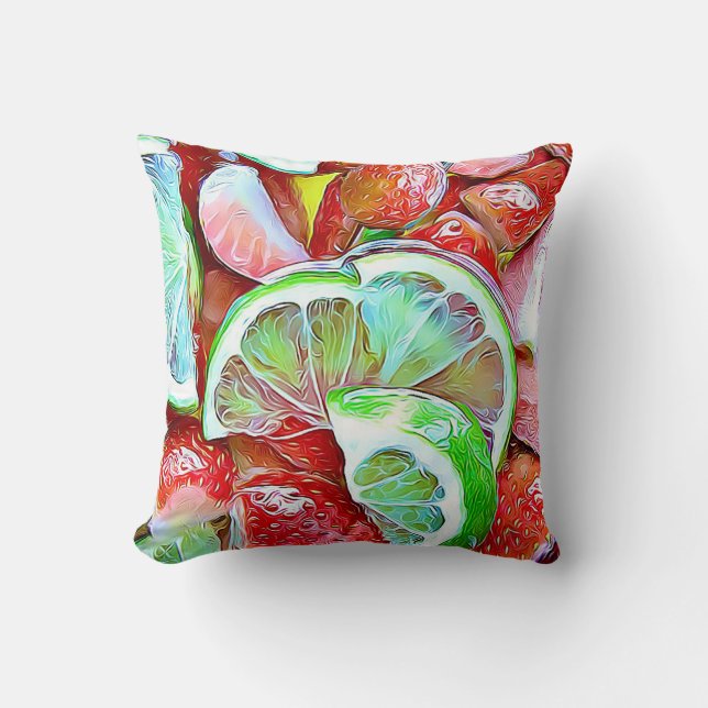 Coussin Fraises et Fruits de citron vert Medley (Recto)