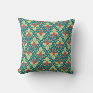 Coussin Fraises, Fleurs et Coulants de Fraisiers