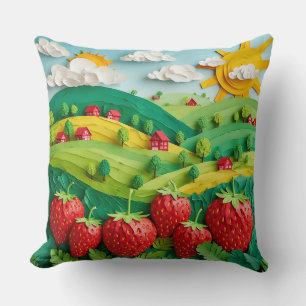 Coussin Fraises fraîches exposées sur Greenfield 