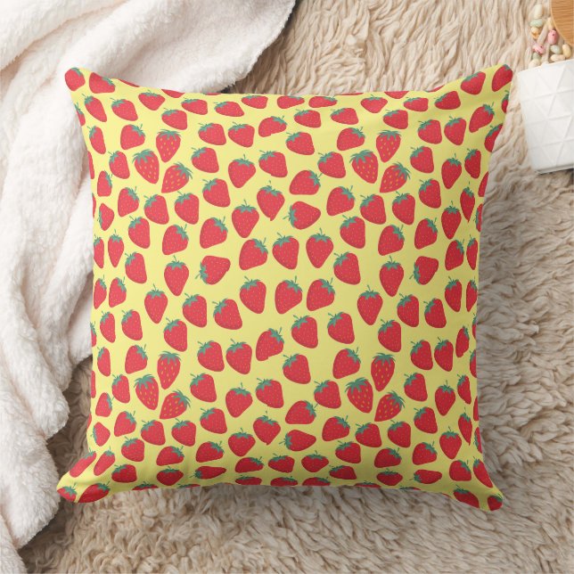 Coussin Fraises motif rouge et vert (Couverture)