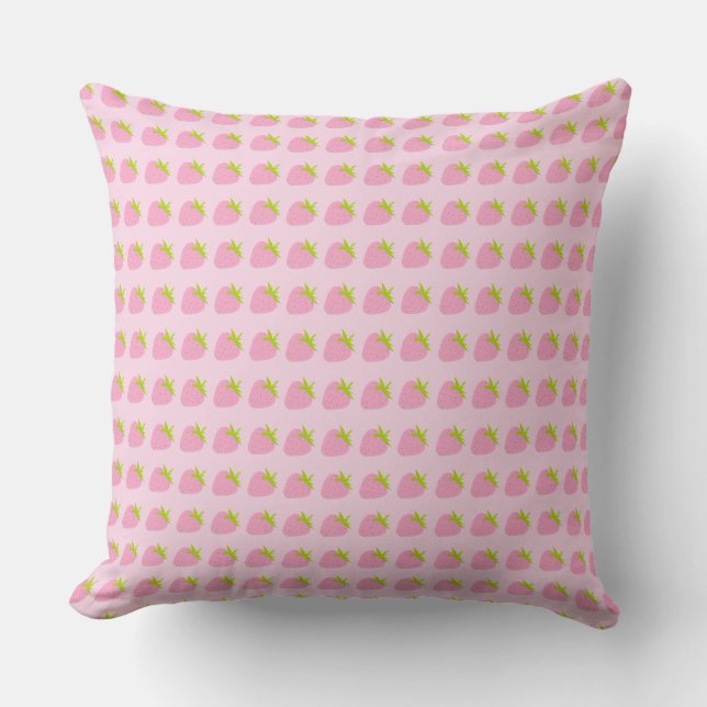 Coussin Fraises roses motif mignon (Recto)