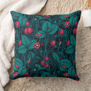 Coussin Fraises sauvages, rouges et bleues